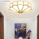 Classic Glass Brass Flush Mount Ceiling Light Fixture - Flower Bedroom