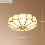 Classic Glass Brass Flush Mount Ceiling Light Fixture - Flower Bedroom
