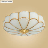 Classic Glass Brass Flush Mount Ceiling Light Fixture - Flower Bedroom