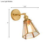 Classic Gold Colonial Tapered Wall Light: Clear Glass Sconce Lamp With/Without Pull Chain
