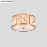 Classic Gold Glass Drum Flush Mount Lighting Fixture - Perfect For Corridors