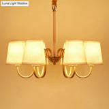 Classic Gold Metal Chandelier With Tapered Fabric Shade - Available In 3 6 Or 8 Lights