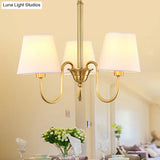 Classic Gold Metal Chandelier With Tapered Fabric Shade - Available In 3 6 Or 8 Lights