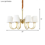 Classic Gold Metal Chandelier With Tapered Fabric Shade - Available In 3 6 Or 8 Lights