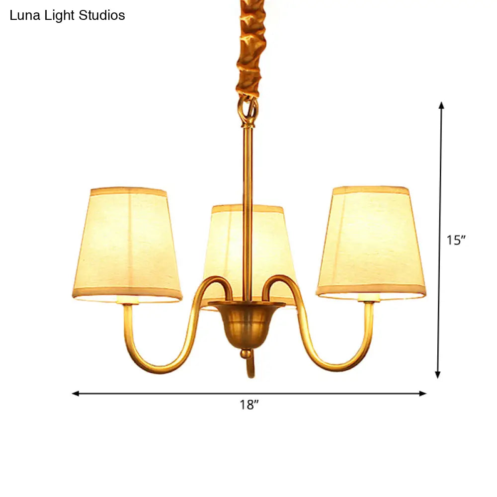 Classic Gold Metal Chandelier With Tapered Fabric Shade - Available In 3 6 Or 8 Lights