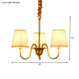 Classic Gold Metal Chandelier With Tapered Fabric Shade - Available In 3 6 Or 8 Lights
