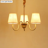 Classic Gold Metal Chandelier With Tapered Fabric Shade - Available In 3 6 Or 8 Lights