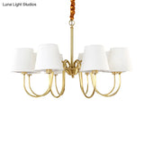 Classic Gold Metal Chandelier With Tapered Fabric Shade - Available In 3 6 Or 8 Lights