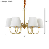 Classic Gold Metal Chandelier With Tapered Fabric Shade - Available In 3 6 Or 8 Lights