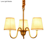 Classic Gold Metal Chandelier With Tapered Fabric Shade - Available In 3 6 Or 8 Lights