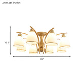 Classic Gold Semi Flush Mount Ceiling Light Fixture With Opal Glass Shades – 3/5/8 Lights For