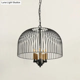 Classic Metal Birdcage Chandelier - 5 Lights Black Hanging Fixture For Dining Room Ceiling
