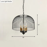 Classic Metal Birdcage Chandelier - 5 Lights Black Hanging Fixture For Dining Room Ceiling