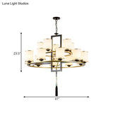 Classic Metal Cylinder Chandelier - 6/8/10 Lights Living Room Pendant Lighting In Black And Gold