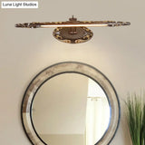 Classic Metal Led Bathroom Sconce In White/Warm Light - Brown Elongated Vanity Fixture 19.5/23.5/26