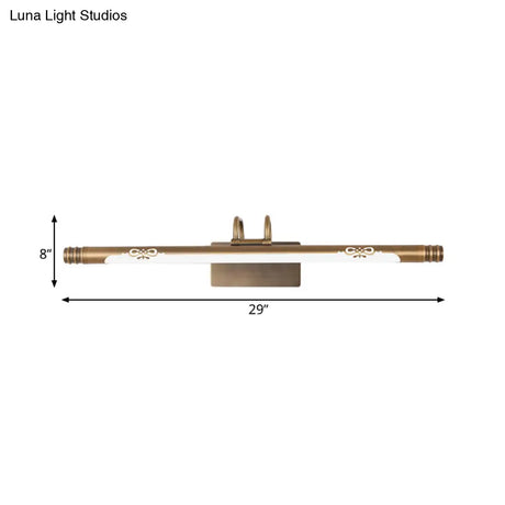 Classic Metal Led Bathroom Vanity Light In White/Warm With Bronze/Brass Sconce Available 3 Sizes