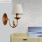 Classic Metal Sconce Light Fixture: 1-Light Corridor Wall Lamp In Brass With/Without Shade