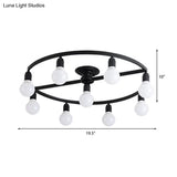 Classic Metal Semi-Flush Mount Ceiling Light With 7/9 Black Bare Bulbs For Living Room
