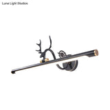 Classic Metal Vanity Light Fixture In Black/Antique Brass Finish With Led Bathroom Sconce Lamp -