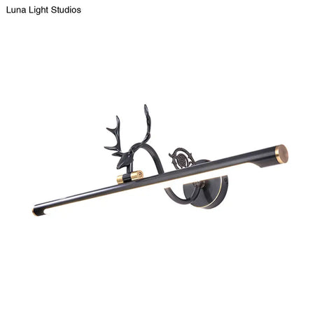 Classic Metal Vanity Light Fixture In Black/Antique Brass Finish With Led Bathroom Sconce Lamp -