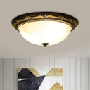 Classic Milk Glass Dome Ceiling Fixture - Led Brown Flush Mount Lighting (12.5’/15’ Width) / 12.5’