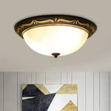 Classic Milk Glass Dome Ceiling Fixture - Led Brown Flush Mount Lighting (12.5’/15’ Width) / 12.5’