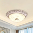 Classic Milk Glass Silver Led Flush Mount Ceiling Light 16’/19.5’ – Dome Hallway Lighting / 16’
