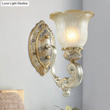 Classic Scalloped Wall Light Fixture With White Glass 1/2-Light Mount In Gold - Perfect For Bedrooms