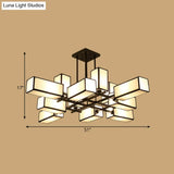 Classic Semi Flush Mount Ceiling Lighting - Rectangle Shape With 8/10/12 Lights Black/Brass Finish