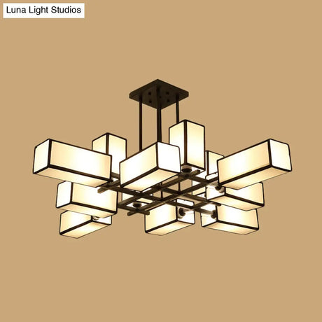Classic Semi Flush Mount Ceiling Lighting - Rectangle Shape With 8/10/12 Lights Black/Brass Finish