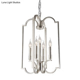 Classic Silver Candle Chandelier - Elegant Metal Pendant Light For Dining Room Ceiling