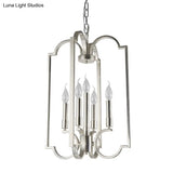Classic Silver Candle Chandelier - Elegant Metal Pendant Light For Dining Room Ceiling