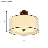 Classic Style Double Drum Shade Semi Flush Ceiling Mounted Fixture - 3/5 Lights Black 16’/19.5’ Wide