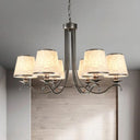 Classic Style Fabric Cone Chandelier Light 6 Heads Silver/Blue/White White-Silver
