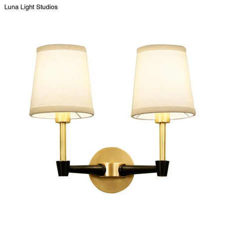 Classic Tapered Wall Mount Light Fixture - Half-Bulb Fabric Sconce In Black