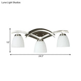 Classic Vanity Lighting Fixture: 3-Light Wall Sconce With Cone White Glass Shades