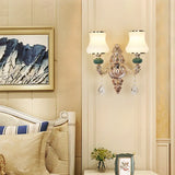 Classic Wall Mount Light With Textured Glass And Hanging Crystal In Gold 2 / C