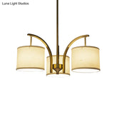 Classic White Chandelier With Drum Fabric Shade - 3/5 Lights Ideal For Dining Rooms