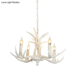 Classic White Deer Horn Resin Chandelier Pendant Light For Living Room