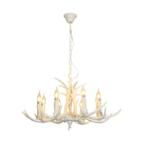 Classic White Deer Horn Resin Chandelier Pendant Light For Living Room 8 /