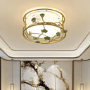 Classic White Flush Mount Bedroom Ceiling Light - 19.5’/23.5’ Wide 5 Lights Round Fabric Shade