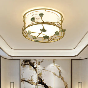 Classic White Flush Mount Bedroom Ceiling Light - 19.5’/23.5’ Wide 5 Lights Round Fabric Shade