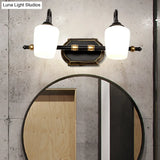 Classic White Glass Vanity Sconce - Wall Mounted Bathroom Light With Cup Shades 2/3/4 Lights