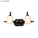 Classic White Glass Vanity Sconce - Wall Mounted Bathroom Light With Cup Shades 2/3/4 Lights