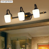 Classic White Glass Vanity Sconce - Wall Mounted Bathroom Light With Cup Shades 2/3/4 Lights