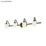Classic White Glass Vanity Sconce - Wall Mounted Bathroom Light With Cup Shades 2/3/4 Lights