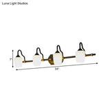Classic White Glass Vanity Sconce - Wall Mounted Bathroom Light With Cup Shades 2/3/4 Lights