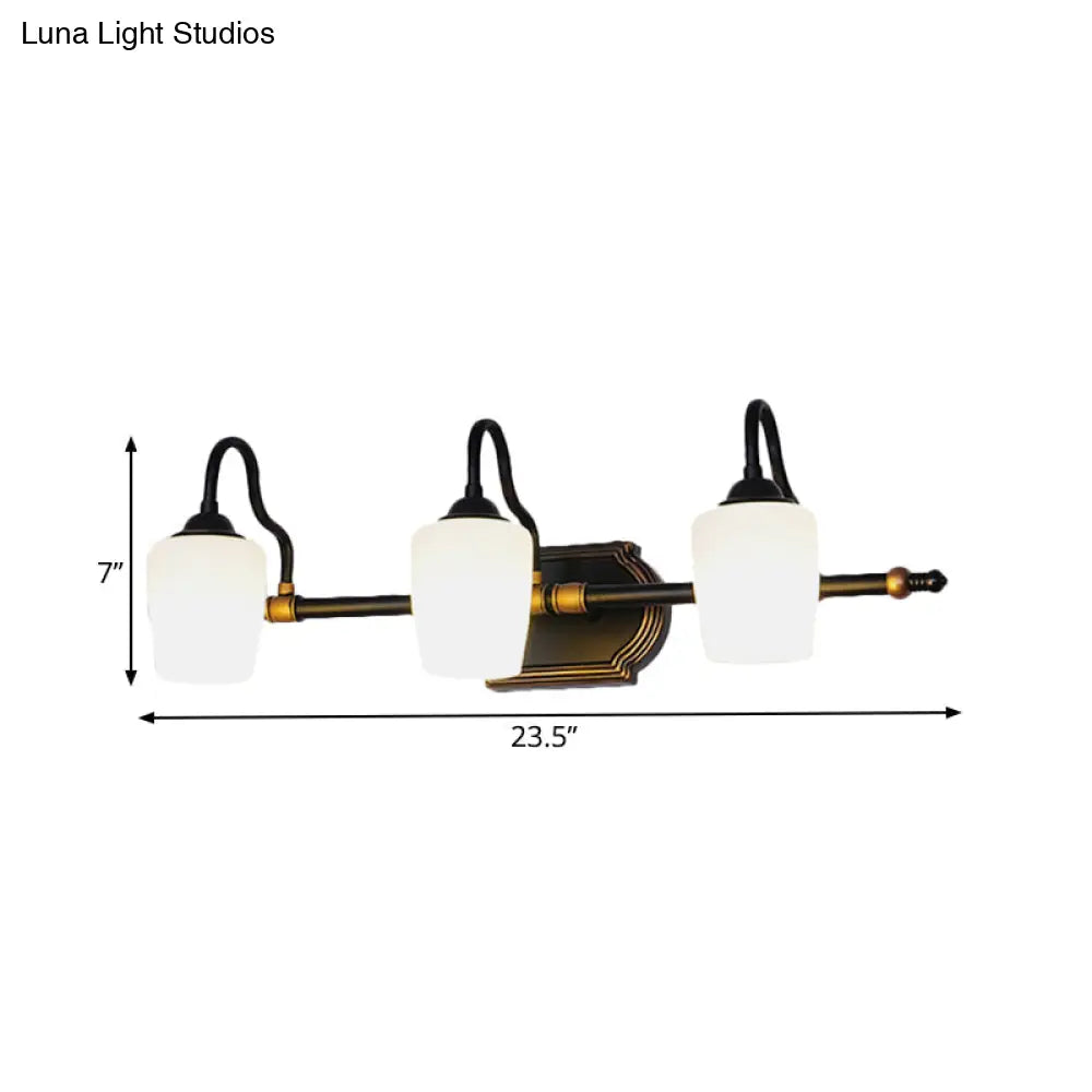 Classic White Glass Vanity Sconce - Wall Mounted Bathroom Light With Cup Shades 2/3/4 Lights