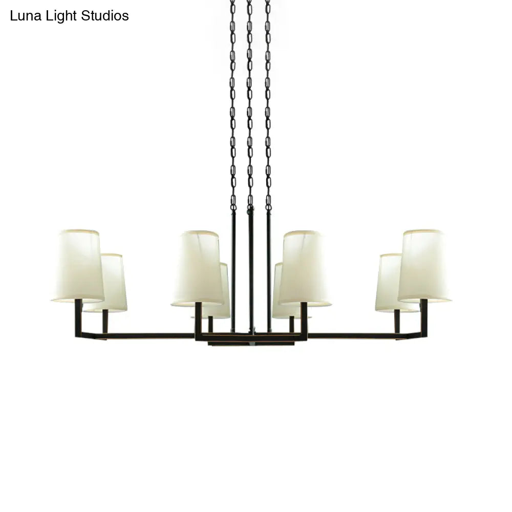 Classic White Hanging Chandelier With 6 Bulbs For Living Room Lighting