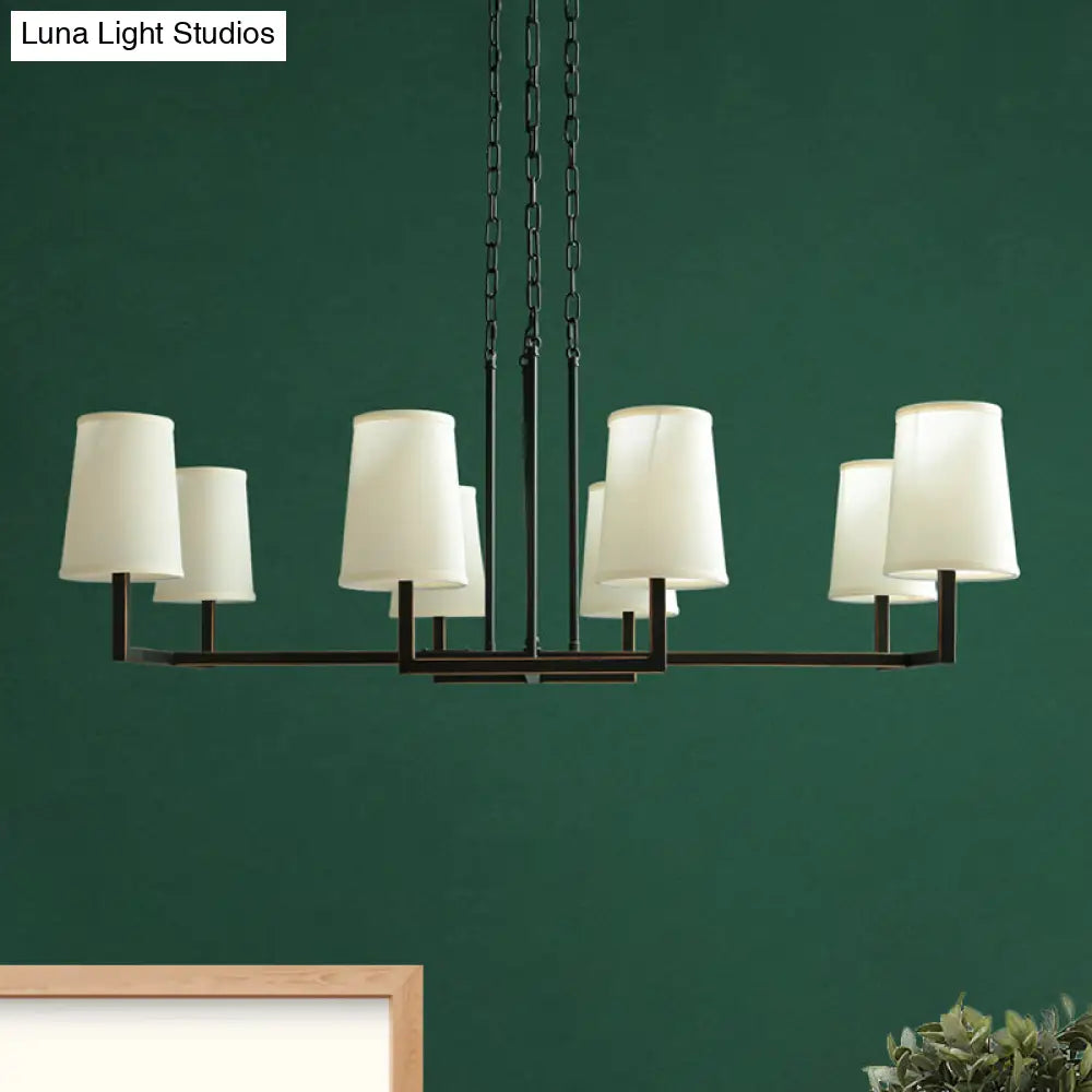 Classic White Hanging Chandelier With 6 Bulbs For Living Room Lighting